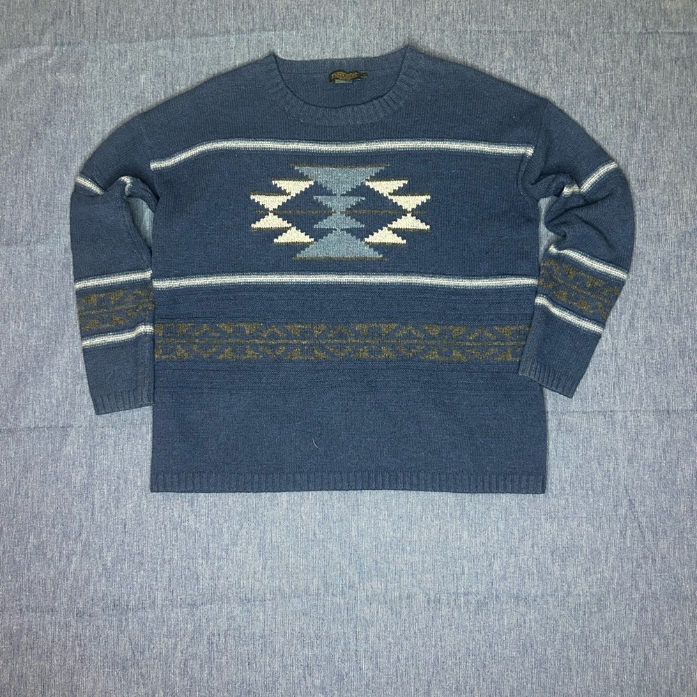Pendleton Men's Blue and Gray Crewneck Sweater100% Lamb Wool
